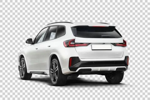 Partially left and rear side of a white colored modern SUV car on a transpa.. Stock Illustration