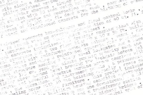 Partially legible text written on a typewriter Stock Photos