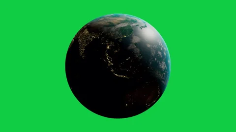 Partially lit planet Earth rotating 360 degrees with night lights Stock Footage 280113272