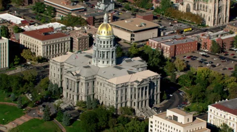 Partially orbiting Colorado capitol in Denver. Shot in 2003. Stock Footage 59535486