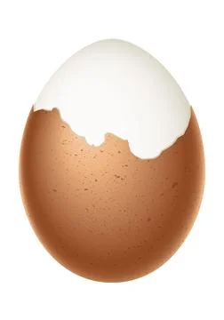 Partially peeled egg, boiled egg with half peeled shell, illustration Stock Illustration