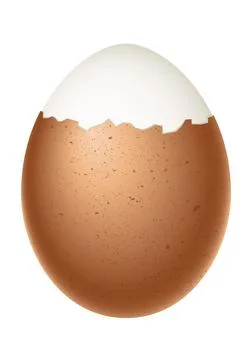 Partially peeled egg, boiled egg with half peeled shell, illustration Stock Illustration