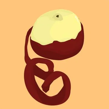 Partially Peeled Red Apple Vector Illustration Stock Illustration