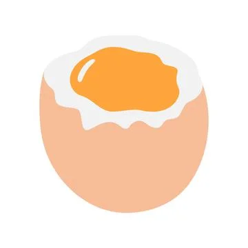 Partially peeled soft boiled egg with runny yolk Recipe or menu Theme cards Food Stock-Illustration
