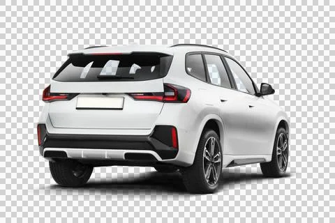 Partially right and rear side of a white colored modern SUV car on a transp.. Stock Illustration