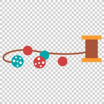 Partially strung colorful beads on thread from a spool Illustrazione stock