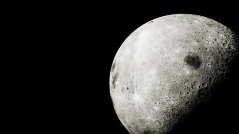 Partially sun-drenched lunar landscape in view from above Ilustração Stock