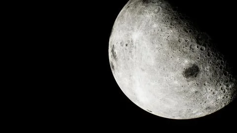 Partially sunlit lunar terrain in view from above the Earth Ilustração Stock