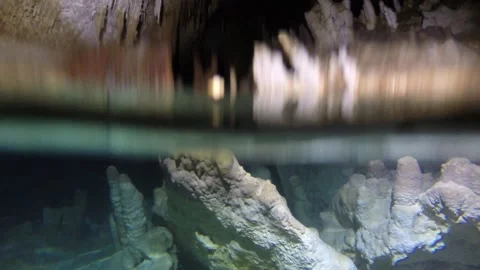 Partially underwater cave Stock Footage 172096040