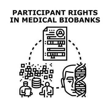 Participant rights ensuring data privacy in medical biobanks Illustrazione stock