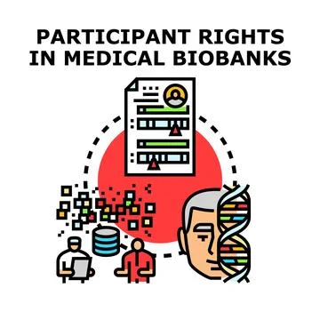 Participant rights ensuring data privacy in medical biobanks Illustrazione stock