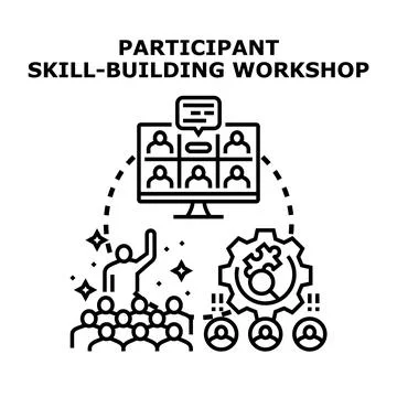 Participant skill building workshop virtual learning concept 库存插图