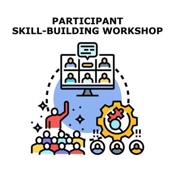 Participant skill building workshop virtual learning concept Ilustración de archivo