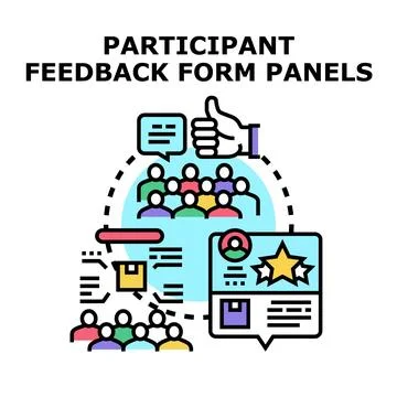 Participants providing feedback on forms and panel reviews Stock Illustration