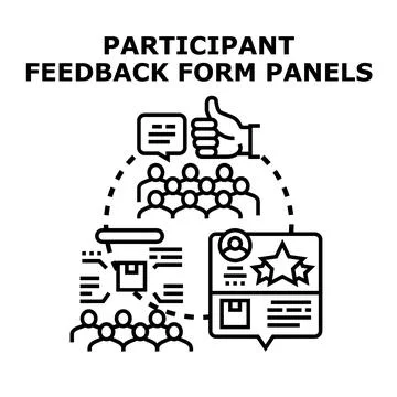 Participants providing feedback on forms and panel reviews Stock Illustration