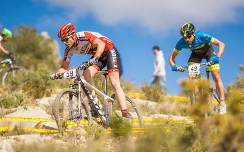 Participating in Chelva MTB XCO open Stock Photos