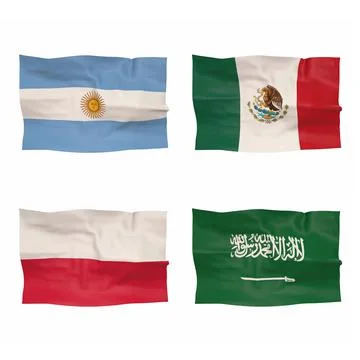 Participating countries of Group C of the 2022 FIFA World Cup 3d-rendering イラスト素材