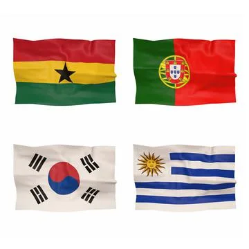 Participating countries of Group H of the 2022 FIFA World Cup 3d-rendering Illustrazione stock