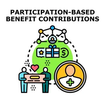 Participation based benefit contributions concept illustration Illustrazione stock