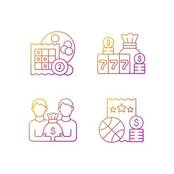 Participation in lottery gradient linear vector icons set Stockillustratie