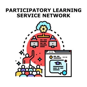 Participatory learning service network concept illustration Stock Illustration