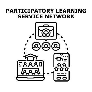 Participatory learning service network concept illustration Illustrazione stock