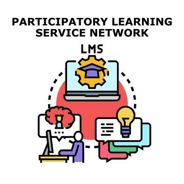 Participatory learning service network system development icon Stock Illustration