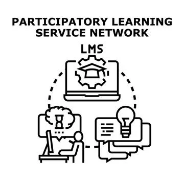 Participatory learning service network system development icon Stock Illustration