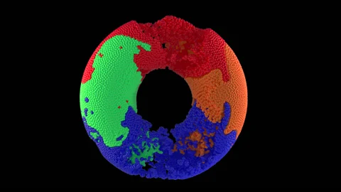 Particle abstraction, 3D object, paint mixing Stock-Footage 135392656