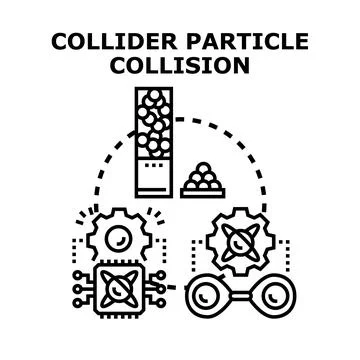 Particle accelerating collision experiment detecting physics data Stock Illustration