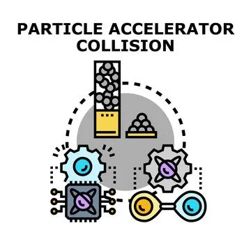 Particle accelerator collision science research and technology concept Stock Illustration