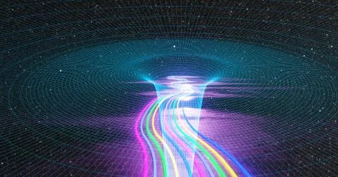 Particle accelerator concept with quantum representation of particles Stock Illustration