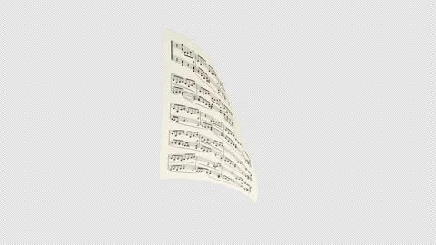 Particle animation featuring sheet music rotating in a 3D loop Stock-Footage 343737870