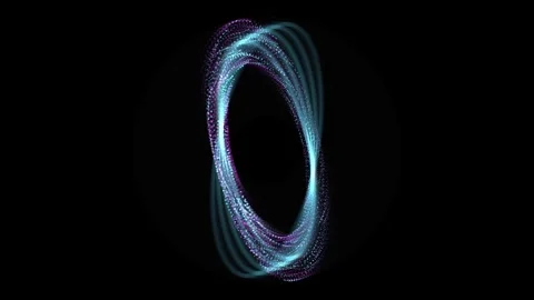 Particle Animation of Glowing Abstract Ring with Blue and Purple Light Effect Видео 334959824