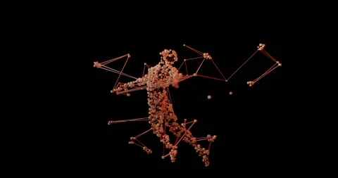 Particle Animation, Human Network, Connection Movement (3D Rendering) Stock Footage 121175570