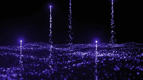 Particle animation of ocean with wind and waves. Motion. Abstract glowing river Stock Illustration