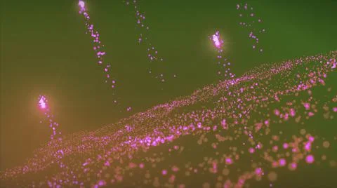 Particle animation of ocean with wind and waves. Motion. Abstract glowing river Stock Illustration