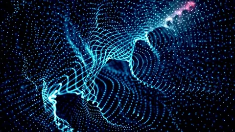 Particle beam stream, digital data flow. Dynamic pattern with power rays and Stock Footage 334025289