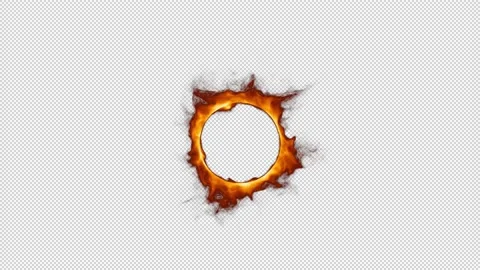 Particle burning around circle edge ring on alpha background Stock Footage 237593254