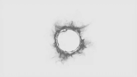 Particle burning around circle edge ring on alpha background Stock Footage 237593256