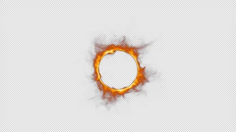 Particle burning around circle edge ring on alpha background Stock Footage 237593289