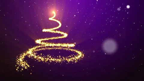 Particle Christmas tree animation, winter snowing background Stock Footage 83434451
