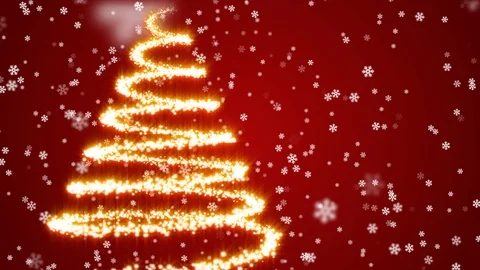 Particle christmas tree with snow falling Stock Footage 121784274