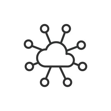Particle Cloud, icon in line design. Particle, cloud, data, computing, storage Stock Illustration