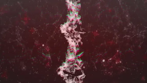 Particle column pulsing by internal pulse, morphing tri mesh and splitting color Stock Footage 332380740
