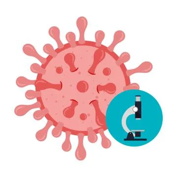 Particle covid 19 with microscope isolated icon Stock Illustration
