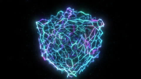 Particle cube with light streaks Stock Footage 188757814