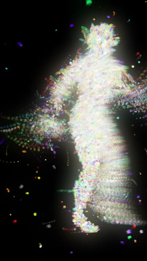 Particle dance stream vertical3 Stock-Footage 342144087