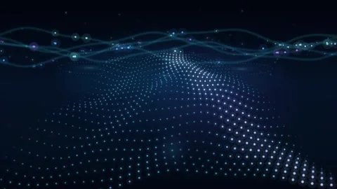 Particle Data Waves Loop - Big Data Futuristic Backdrop Stock Footage 344033125