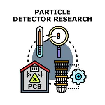 Particle detector research vector concept studying radiation Stock Illustration